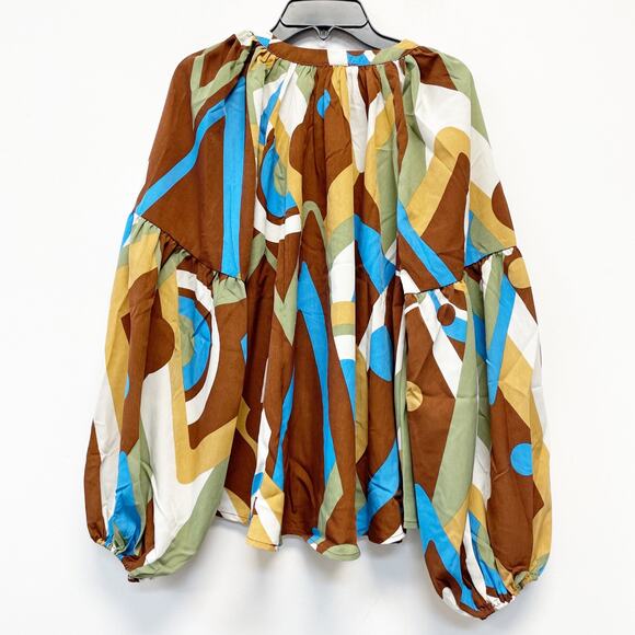 August Sky for Anthropologie Womens Abstract Print Long Sleeve Blouse Top Size S - Picture 6 of 6